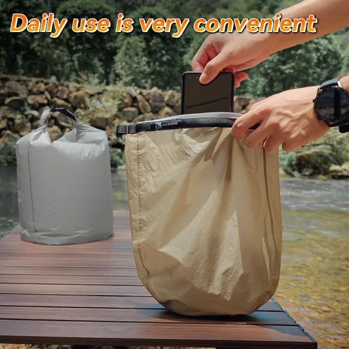 Miniatura 6 de HIKEMAN Bolsa seca impermeable – Bolsa seca ultraligera, bolsas de secado al aire libre, paquete de 3 bolsas para viajes, natación, rafting, Gris