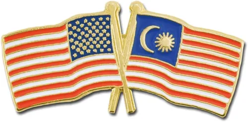 Miniatura 48 de PinMart Pin de solapa esmaltado con bandera de la amistad cruzada de Estados Unidos y el mundo