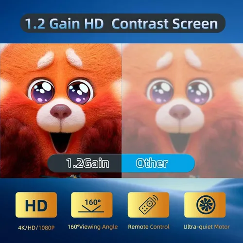 Miniatura 6 de Pantalla de proyector motorizada de 120 pulgadas 4:3 HD, pantalla de proyector eléctrico desplegable con control remoto, pantallas de proyector