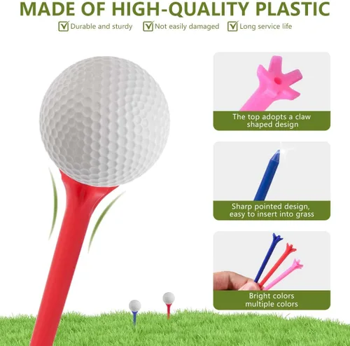 Miniatura 3 de KISEER Paquete de 100 camisetas de golf de plástico profesionales duraderas de 2 3/4 pulgadas a granel (colores aleatorios)