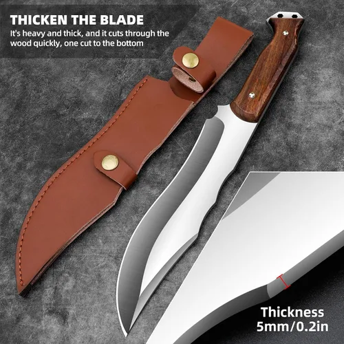 Miniatura 6 de Cuchillo de carnicero resistente con funda, cuchillos de chef, cortador de verduras, machete para cocina, al aire libre, campamento, barbacoa (7.5)