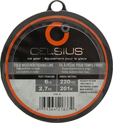 Celsius Línea de monofilamento para clima frío 220 yardas, prueba de 6 libras.
