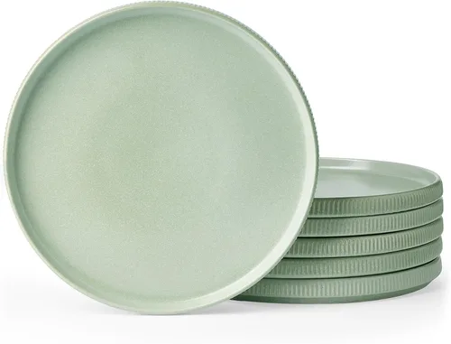 Miniatura 13 de famiware Star Platos de Ensalada para 6, Juego de Platos de 8 Pulgadas, Vajilla de Gres, Platos Pequeños para Postre, Ensalada, Aperitivo, Blanco