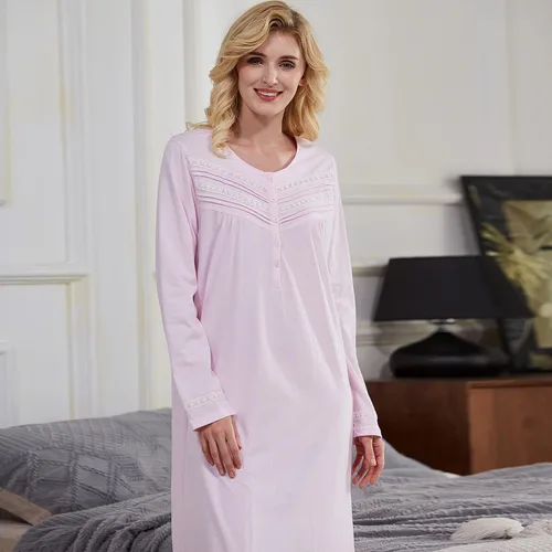 Miniatura 5 de Keyocean. - Camisón largo para mujer, de algodón, suave, ligero, ropa de dormir y de descanso para el verano.