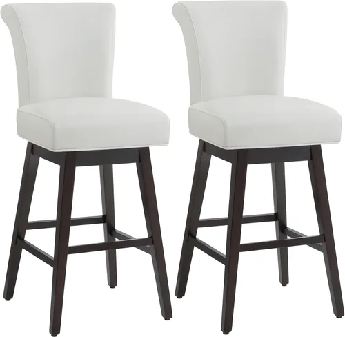 Miniatura 19 de CHITA Taburete giratorio de 26 pulgadas con altura de mostrador, taburete de bar tapizado moderno con respaldo certificado FSC de cuero sintético