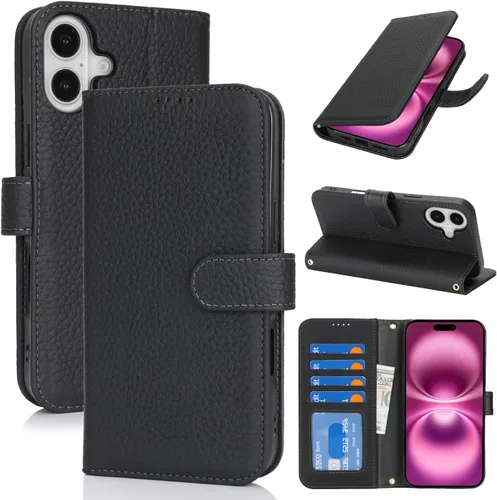 Miniatura 117 de Zouzt Funda para iPhone 11 de 6.1 pulgadas de piel auténtica con 4 ranuras para tarjetas, tarjetero con bloqueo RFID, tapa magnética, función atril