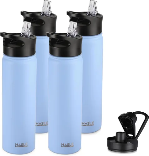 Miniatura 11 de HASLE OUTFITTERS Botella de agua aislada de 22 onzas, botella de agua de acero inoxidable de doble pared, boca ancha con tapa de popote y tapa