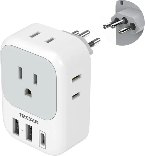 Miniatura 15 de Adaptador de enchufe de viaje europeo USB C, adaptador de enchufe internacional TESSAN con 4 salidas de CA, 3 puertos de carga USB, adaptador