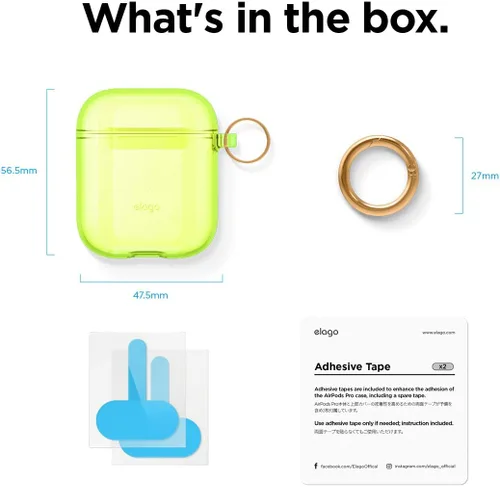 Miniatura 8 de Elago - Funda con llavero para audífonos AirPods 1 y 2 de Apple Amarillo Neón