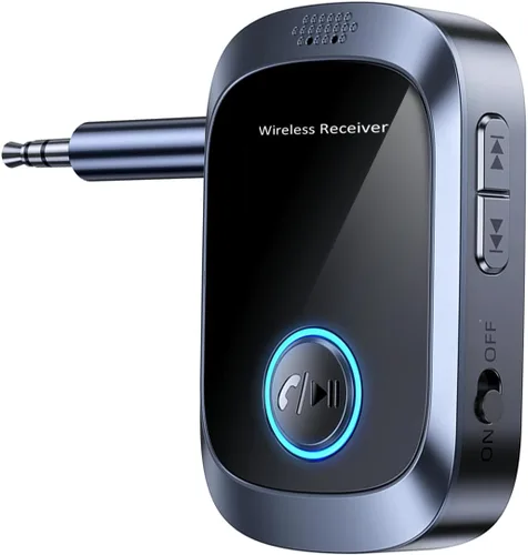 Adaptador AUX Bluetooth para automóvil, adaptador Bluetooth auxiliar para música de automóvil y llamadas manos libres, receptor de música