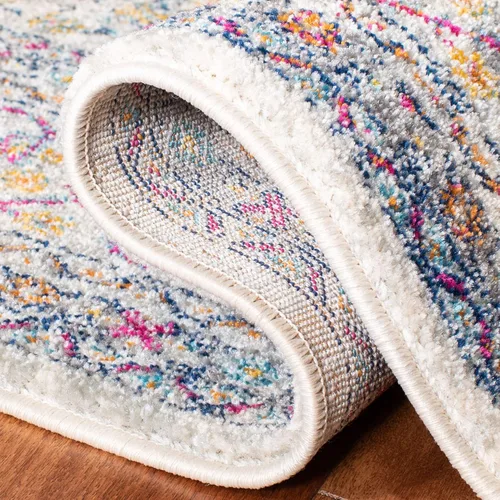 Miniatura 6 de SAFAVIEH Evoke Collection EVK250A - Alfombra de pasillo, 2 pies 2 pulgadas x 7 pies, color crema y fucsia, diseño oriental Shabby chic, no desprende