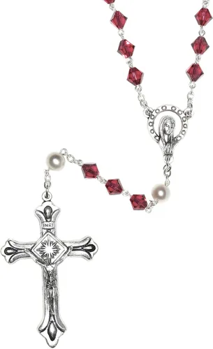 Rosario de oración católica de cristal austriaco Incluye bolsa, guía "Cómo orar el rosario" y significado del mes de nacimiento donde corresponda