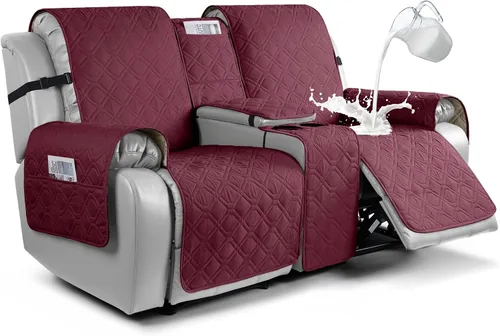 Miniatura 18 de VANSOFY Funda para Sofá de Dos Plazas Reclinable con Consola 100% Impermeable Fundas de Sofá Antideslizantes Funda de Sofá Reclinable Dividida Azuree