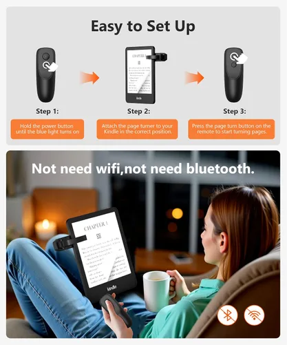 Miniatura 2 de Fuloview Turner de páginas con control remoto para Kindle Paperwhite Kobo eReaders, Page Turner Clicker con control remoto inalámbrico compatible