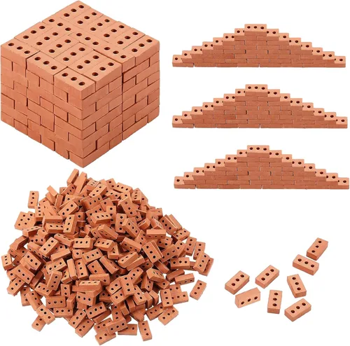 Miniatura 5 de Woohome 100 piezas de mini ladrillos pequeños para paisajismo, ladrillos en miniatura, ladrillos pequeños para manualidades, ladrillos falsos