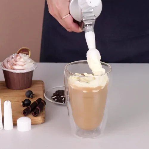 Miniatura 6 de Piezas de repuesto para dispensador de crema batida Fabricante de postres 3 consejos de decoración Gourmet Whip Culinary Soporte de cargador