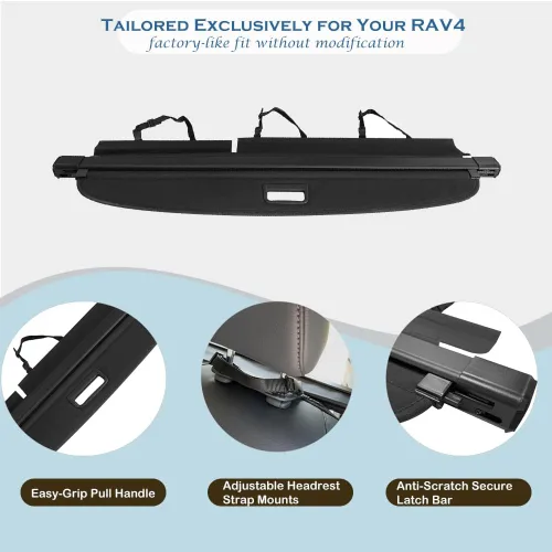 Miniatura 4 de cubierta retráctil para equipaje compatible con Toyota RAV4 2019-2025, cubierta de seguridad, protectora contra miradas indiscretas, con pantalla