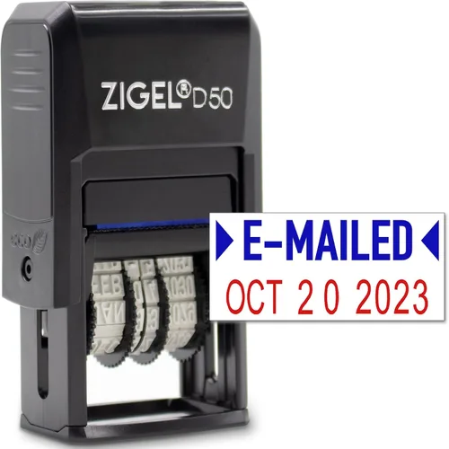Miniatura 53 de ZIGEL Sello de Fecha D50 con Pagado - Sello de Fecha Autoentintado - Azul/Rojo