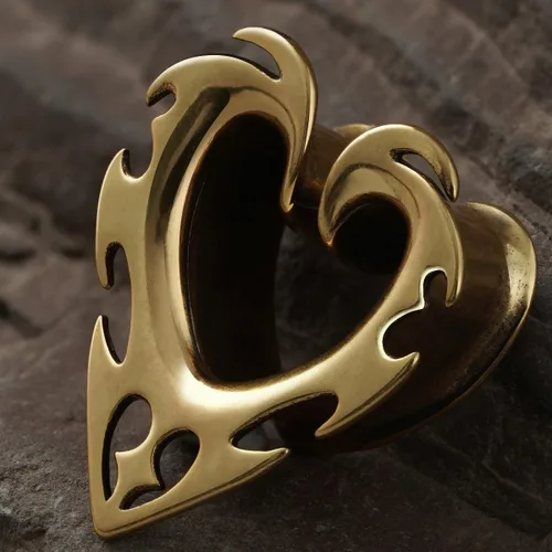 Miniatura 5 de ERKUOO 2 túneles ocultistas góticos barrocos de oreja de 2G a 1 pulgada de corazón, llama, media luna, espiral, dilatadores, joyería de piercing