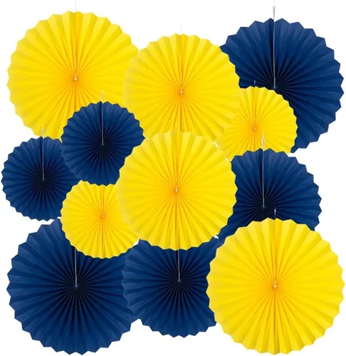 Miniatura 33 de MOWO Abanicos de papel negro para colgar decoración (negro, 6 piezas)