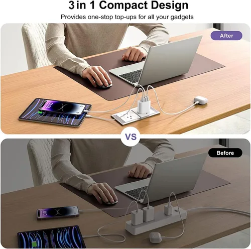 Miniatura 8 de Cargador de pared USB de 3 puertos, compatible con iPhone 14/13/12/11 Pro Max, Mini, SE, XR, XS Max, XS, X,8 Plus, iPad Pro, Air, Mini, Samsung