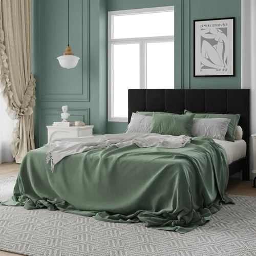 Miniatura 11 de IOILORI - Marco de cama tamaño Queen, marco de cama tapizada tamaño Queen con cabecero, cabecero tapizado, listones de madera resistentes, Beige