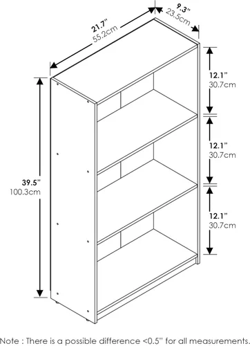 Miniatura 3 de Furinno Basic - Estantería de almacenamiento para librerías de 3 niveles, nogal oscuro