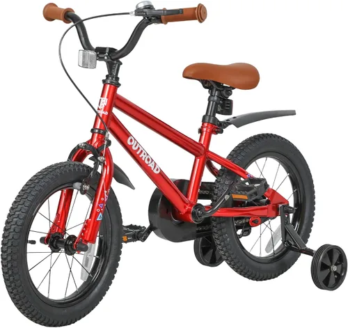 Miniatura 9 de Betterland Bicicleta plegable para niños, bicicleta para niños de 14/16/18 pulgadas con ruedas de entrenamiento y frenos de mano duales, bicicleta