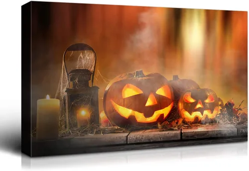 Miniatura 63 de Denozer - Pintura artística de pared de Halloween, impresión artística sobre lienzo para dormitorio, sala de estar, decoración de pared del hogar