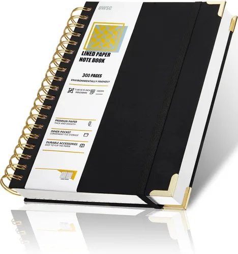 OWSC Lined Spiral Notebook with thick 110 GSM Papers, 300 Pages B5 Size College Ruled Notebook, Hardcover 7.1 x 10 Inches Journal for Women and Men,
