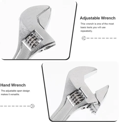 Miniatura 2 de Mini llave ajustable de 4 pulgadas y 2.5 pulgadas, llave negra con herramienta de moleteado manual de cadena para mantenimiento de reparación