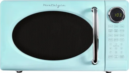 Miniatura 23 de Nostalgia Horno microondas retro compacto para encimera, 0.7 pies cúbicos, 700 vatios con pantalla digital LED, bloqueo para niños, interior fácil