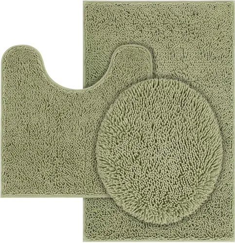 Miniatura 12 de Tapete de baño lavable a máquina, absorbe de agua, es antideslizante, suave y de microfibra, felpilla+F199:G228, Beige, 3 PCS