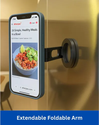 Miniatura 2 de Maxby Soporte de teléfono para refrigerador Fuerte soporte magnético con brazo ajustable y rotación de 360° Uso de cocina manos libres