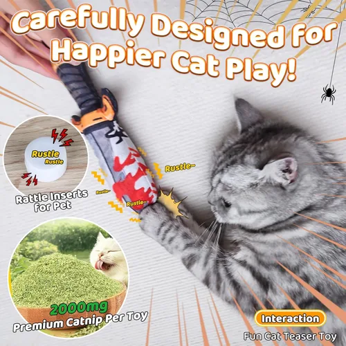 Miniatura 5 de Juguetes para Gatos [8000mg de Hierba Gatera Premium] Estilo Colorido de Dibujos Animados Terror Divertido Cuchillo Hierba Gatera Juguetes