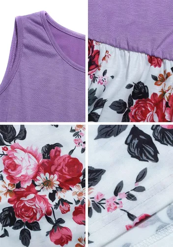 Miniatura 4 de YMING Vestidos a juego para mamá e hija, sin mangas, vestido estampado floral