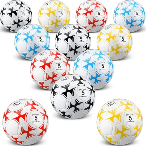 Miniatura 9 de Lenwen 12 pelotas de fútbol con inflador a granel, tamaño oficial 5, 4, 3, niños, adolescentes, adultos, deportes en interiores y exteriores, regalo