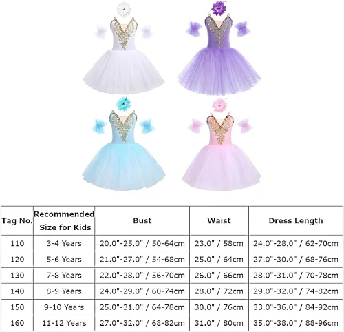 Miniatura 7 de AFAVOM Toddler Ballet Leotard for Girls Camisole Skirt Leotard Swan Lake Ballet Dance Dress with Accessories for Performance