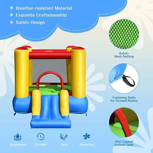 Miniatura 2 de HONEY JOY Casa inflable para rebotar, rebote de luna inflable para niños con tobogán, área gigante de salto, estacas, bolsa de transporte, castillo