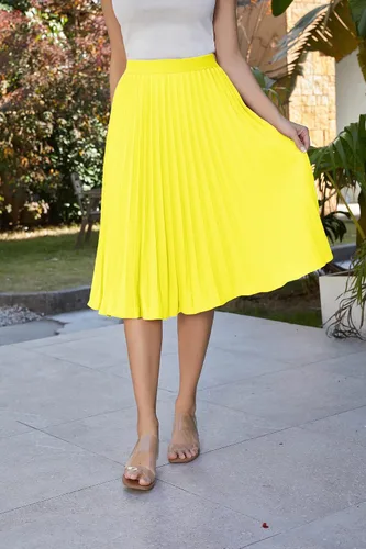 Miniatura 27 de GRACE KARIN - Falda plisada de gasa para mujer, con cintura alta y elástica, vuelo, corte acampanado y longitud por debajo de la rodilla