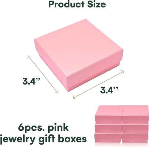 Miniatura 3 de Dawhud Direct Joyero pequeño, paquete de 6 cajas de regalo pequeñas de cartón con tapas y cojín negro, ideal para aretes, pulseras y collares, cajas