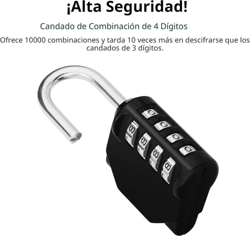 Miniatura 2 de ZHEGE - Candado con combinación de 4 dígitos, candado resistente a la intemperie para exteriores, casillero de gimnasio, puerta de valla de jardín