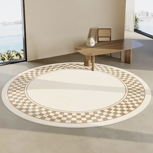 Miniatura 11 de Modernas alfombras redondas de color marfil a rayas negras para dormitorio, sala de estudio, simple moda abstracta, alfombra de área circular de 2