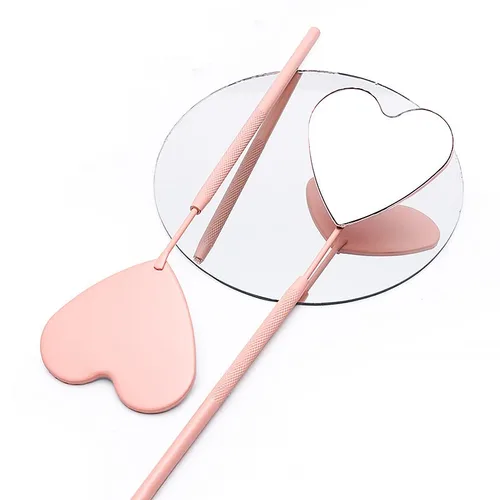 Miniatura 2 de Espejo de extensión de pestañas, herramientas de pestañas, espejo grande de acero inoxidable en forma de corazón para verificar pestañas, aplicar