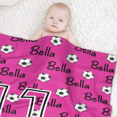 Miniatura 27 de Manta de fútbol para niñas, regalos de fútbol para niñas y niños, manta de franela de forro polar suave y cálida para niñas, regalos de fútbol