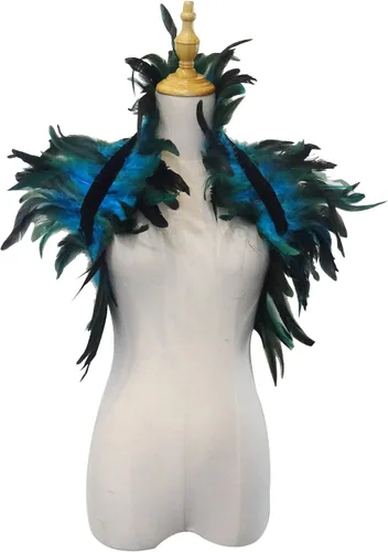 Miniatura 2 de L'VOW Gótico Real Natural Pluma Shrug Shrug Shrug Shoulder Wrap Cape Cuello Victoriano