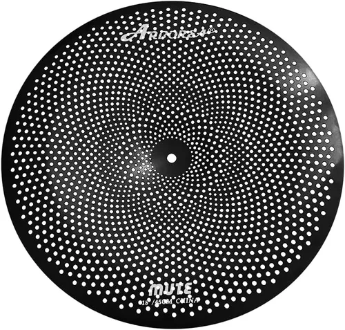Miniatura 5 de Arborea Paquete de Platillos de Bajo Volumen 8 piezas Negros para Práctica Silenciosa para Set de Tambores 10"/12" Splash/14" HiHats/16" Crash/18