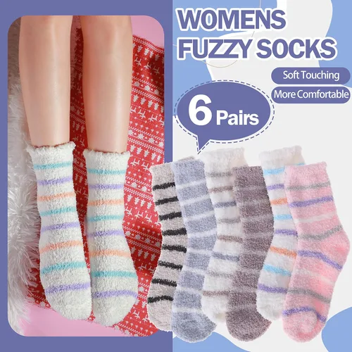 Miniatura 2 de ANTSANG Womens Fuzzy Socks Slipper Winter Fluffy Comfy Cozy Socks Cabin Warm Home Socks