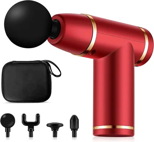 Miniatura 8 de Ergocar Potente pistola de masaje muscular tejido profundo, 6 velocidades masajeador de cuerpo eléctrico de mano con 4 cabezas súper silencioso Negro