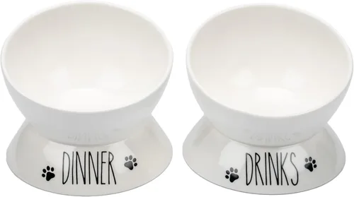 Prefurred Pet Juego de cuencos elevados para gatos (cena y bebidas plato para gatos) dos cuencos elevados para gatos, platos para gatos para comida
